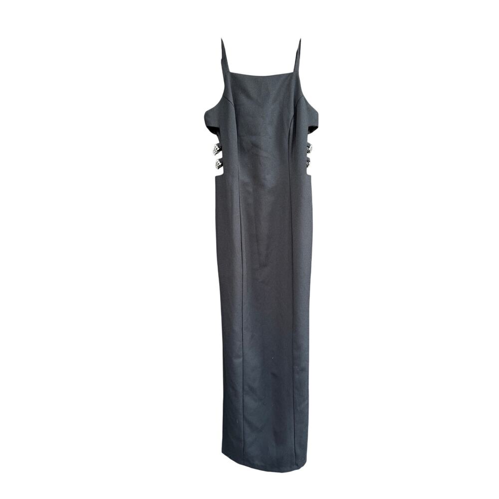 Roberta Vintage Rhinestone Cutout Side Slit Maxi Gown Dress S